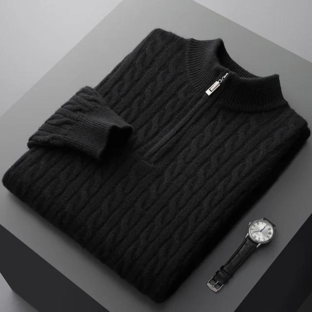 CASHMERE WOVEN HALF ZIP