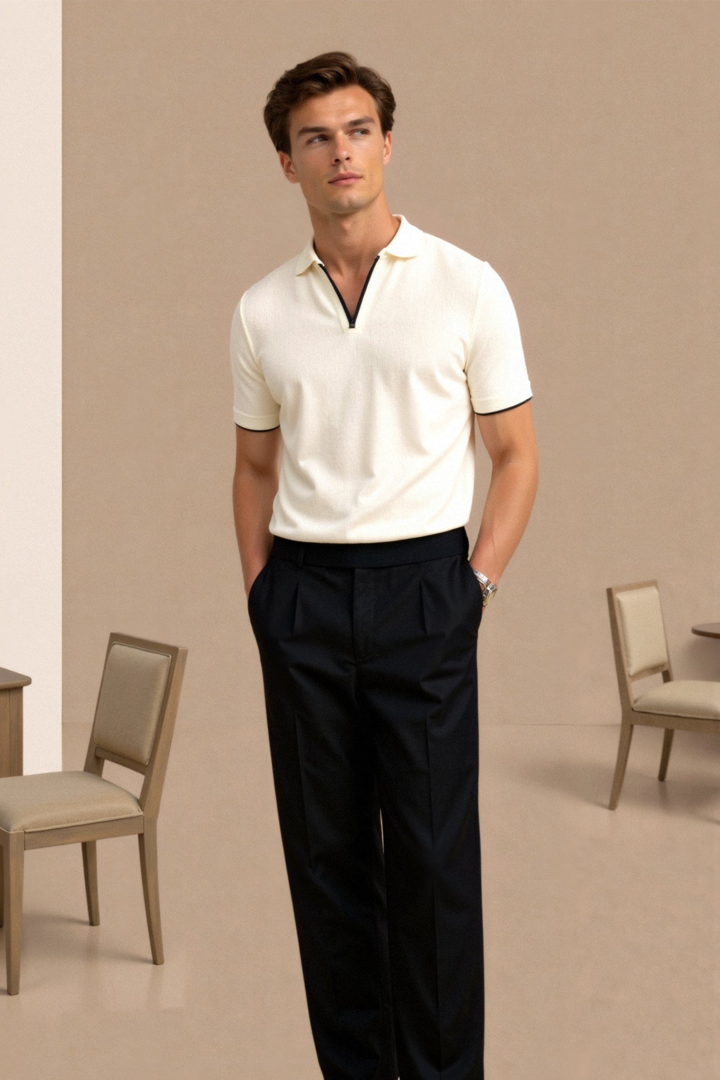 AVEREI CONTRAST SLIM FITTED POLO