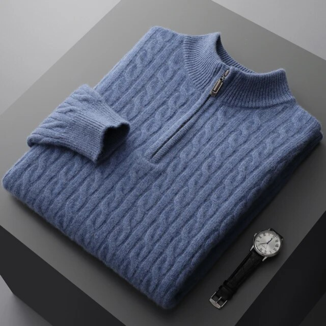 CASHMERE WOVEN HALF ZIP