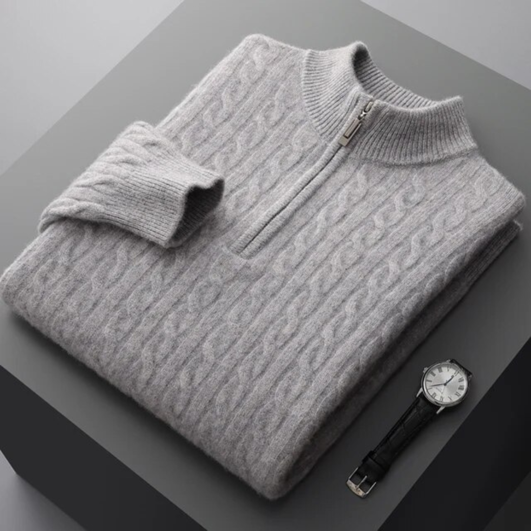 CASHMERE WOVEN HALF ZIP