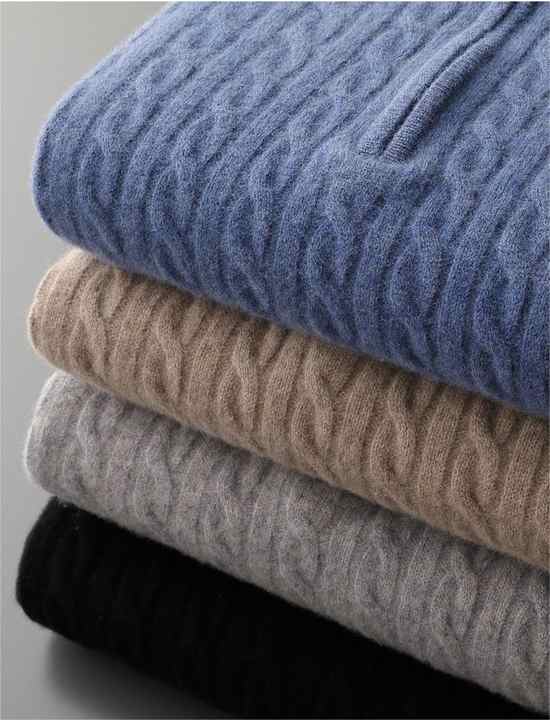 CASHMERE WOVEN HALF ZIP