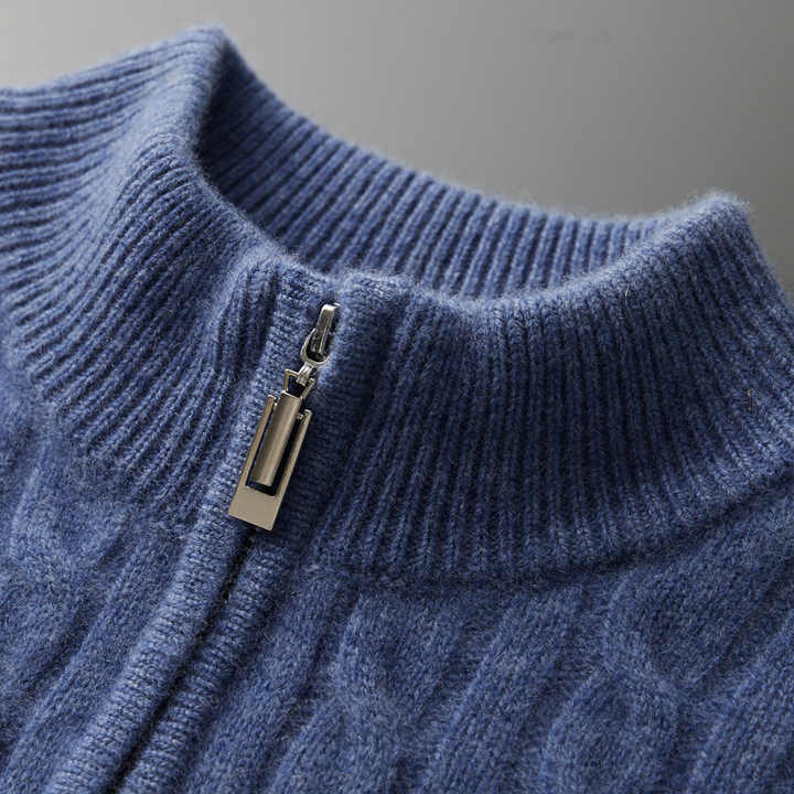 CASHMERE WOVEN HALF ZIP