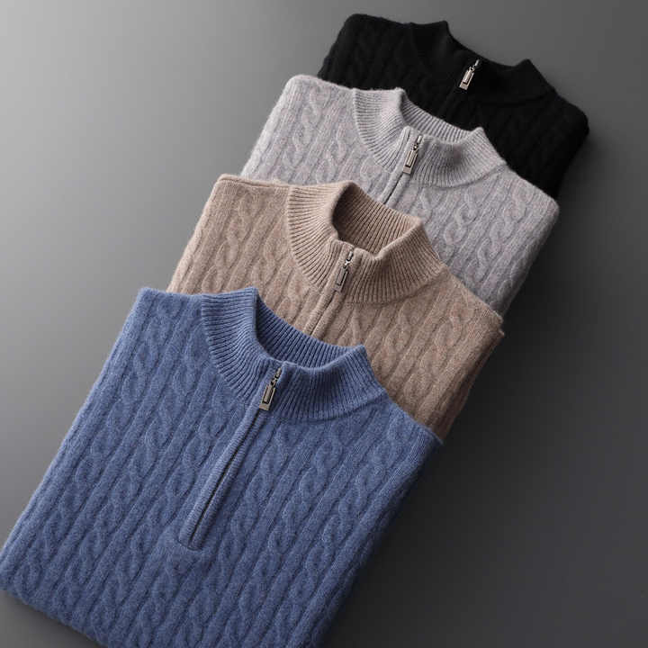 CASHMERE WOVEN HALF ZIP