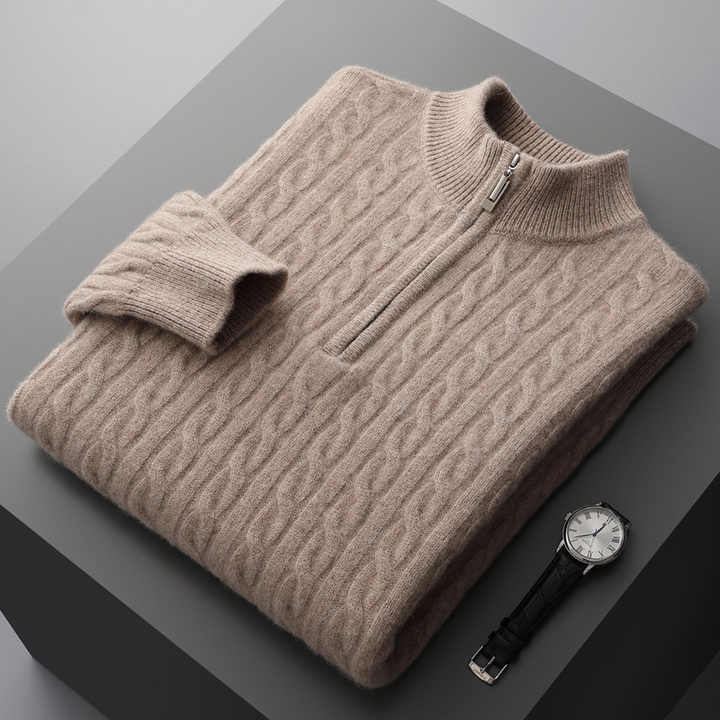 CASHMERE WOVEN HALF ZIP