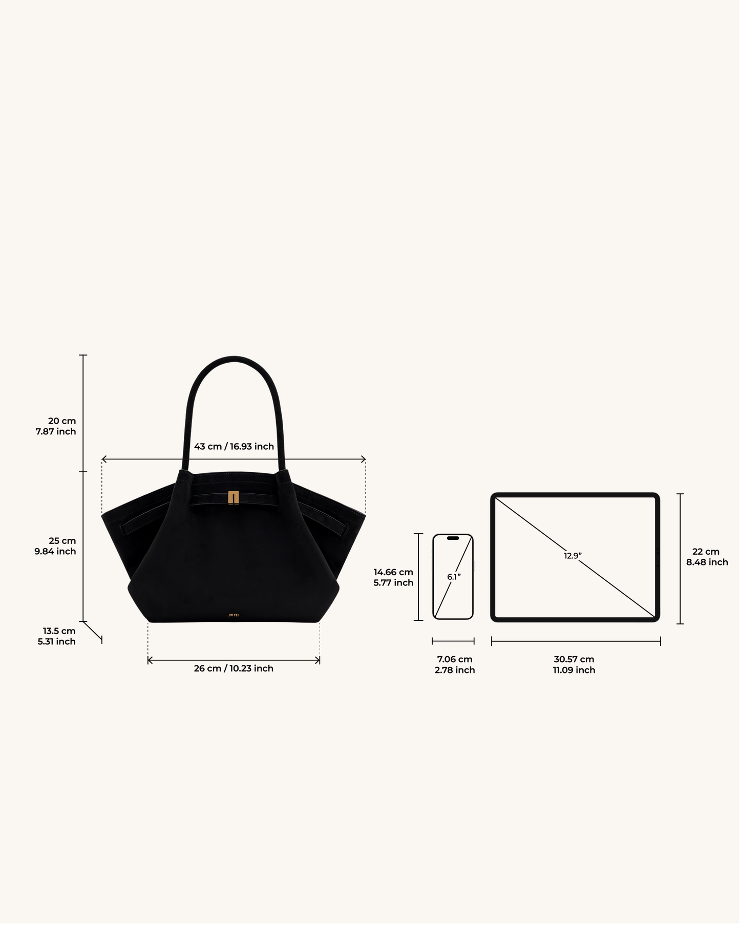 HANA MEDIUM FAUX SUEDE TOTE BAG