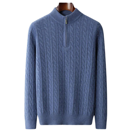 CASHMERE WOVEN HALF ZIP