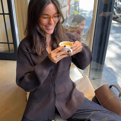 KNIT WAISTED CARDIGAN