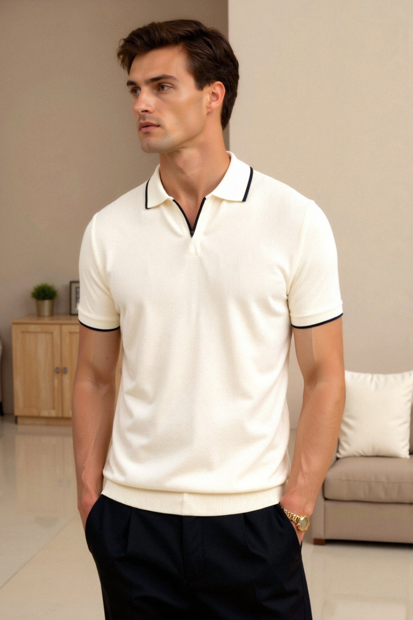 AVEREI CONTRAST SLIM FITTED POLO