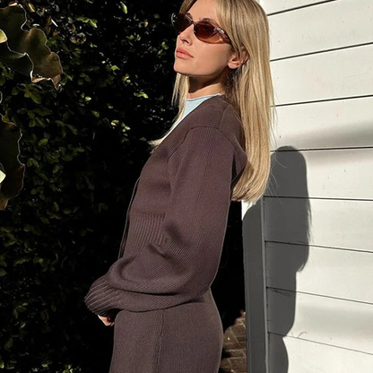 KNIT WAISTED CARDIGAN