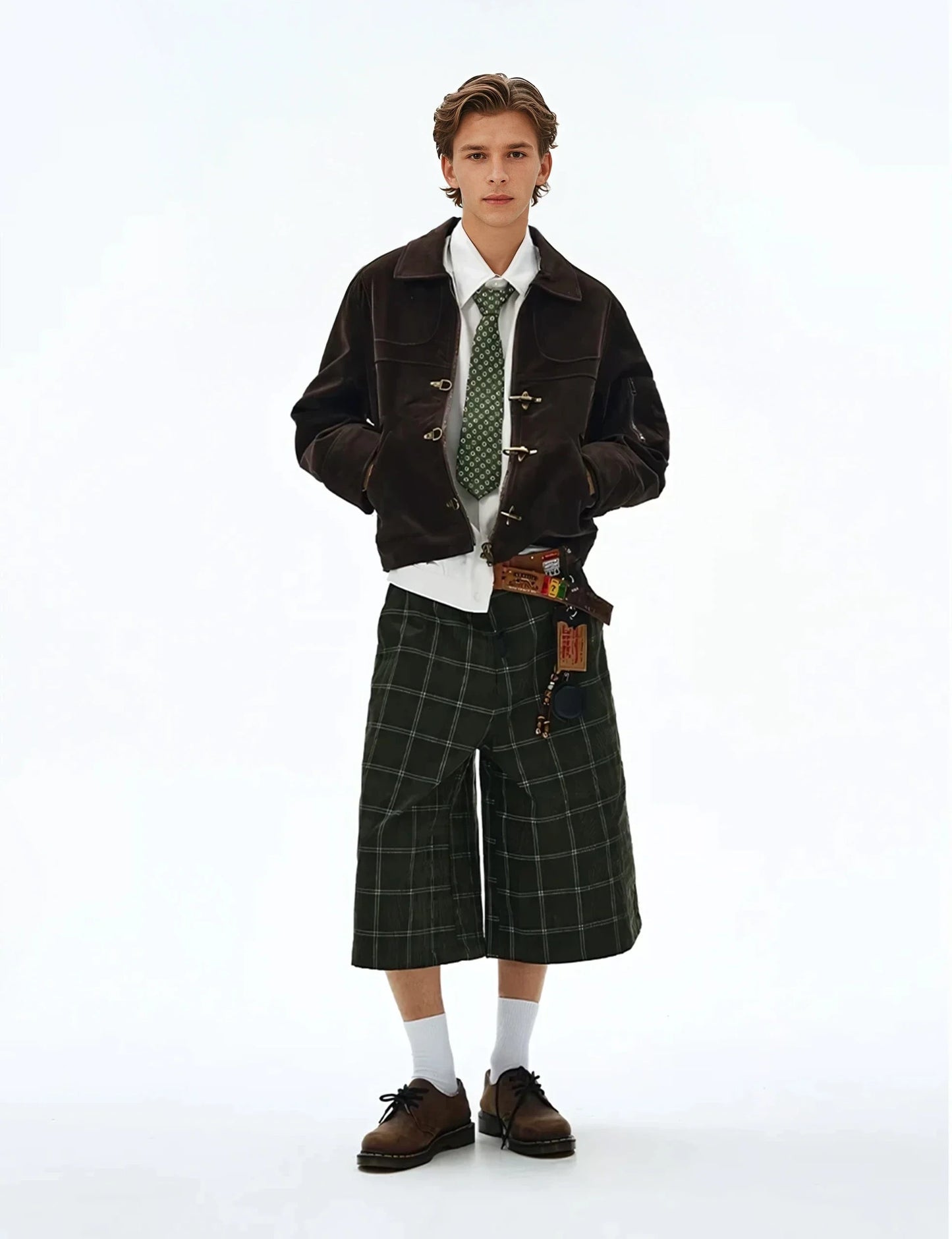 SUEDE PANELLED FIREMAN BUCKLE ZIP UP