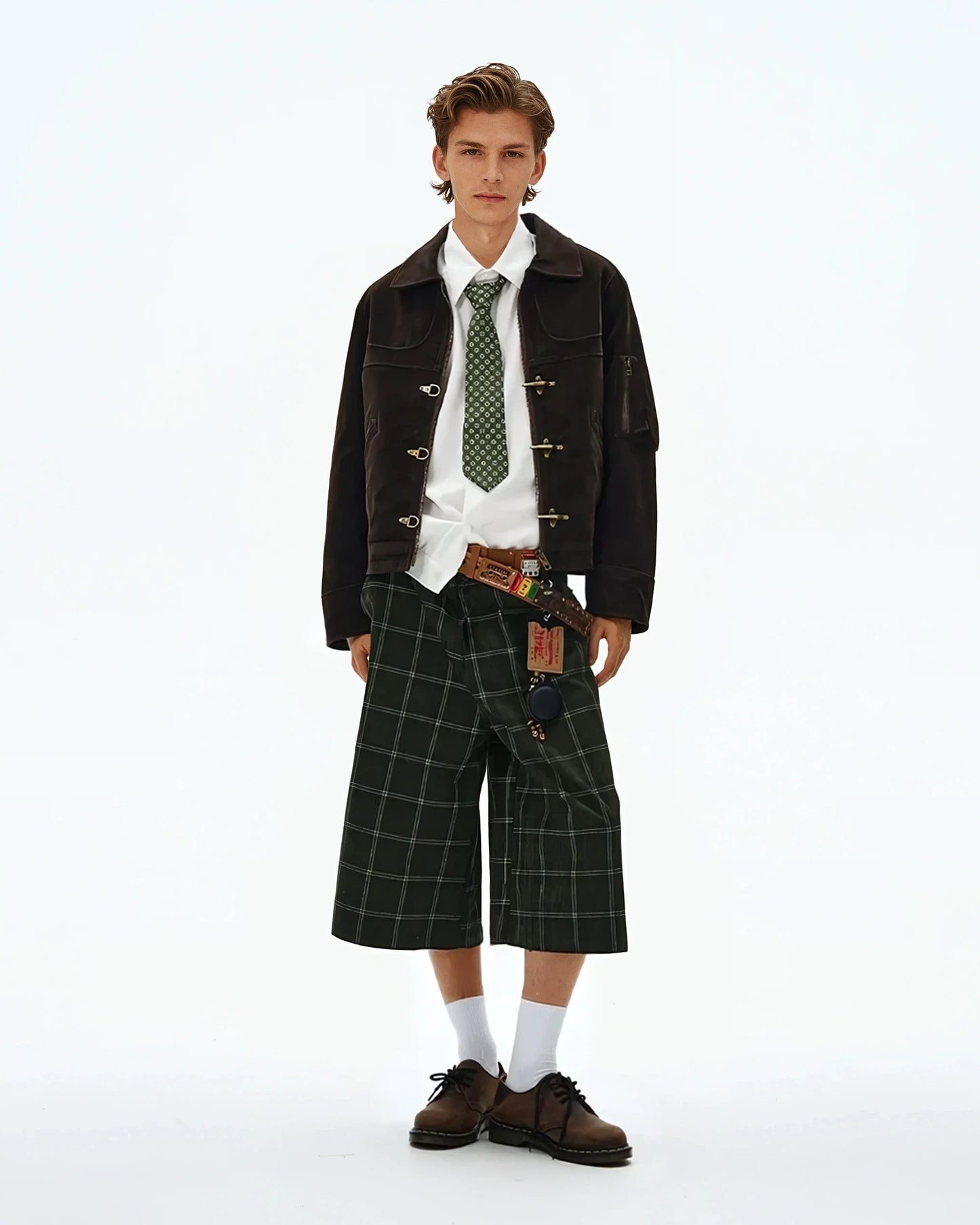 SUEDE PANELLED FIREMAN BUCKLE ZIP UP