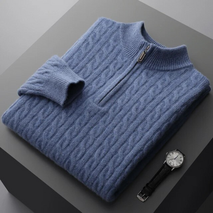 CASHMERE WOVEN HALF ZIP