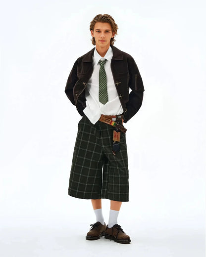 SUEDE PANELLED FIREMAN BUCKLE ZIP UP