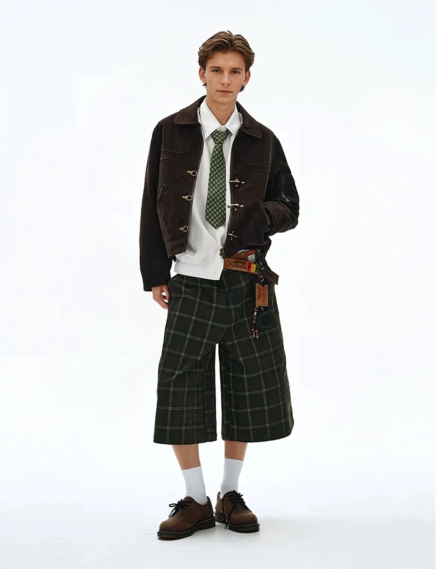 SUEDE PANELLED FIREMAN BUCKLE ZIP UP