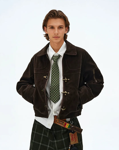 SUEDE PANELLED FIREMAN BUCKLE ZIP UP