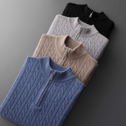 CASHMERE WOVEN HALF ZIP