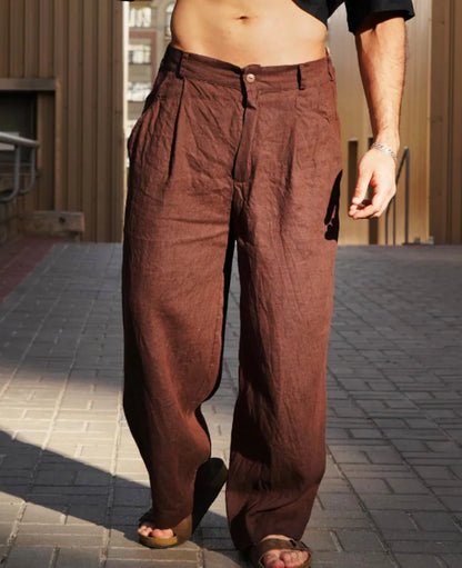 Elio - Wide Leg Linen Trousers