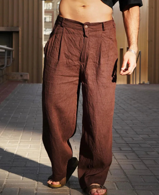 Elio - Wide Leg Linen Trousers