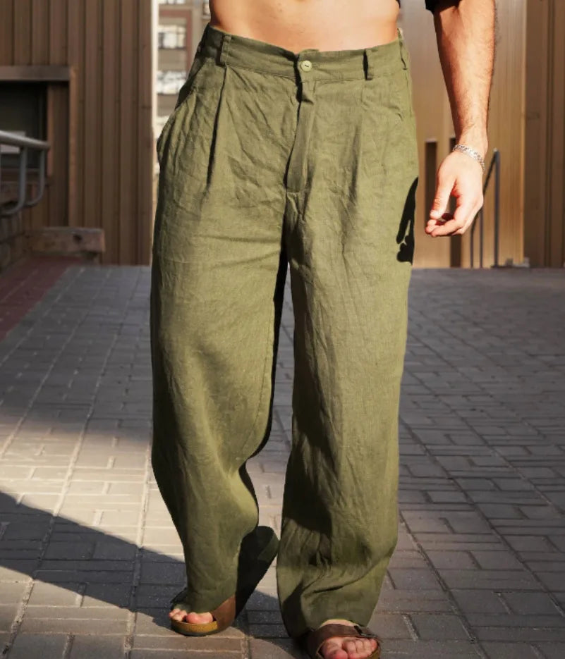 Elio - Wide Leg Linen Trousers