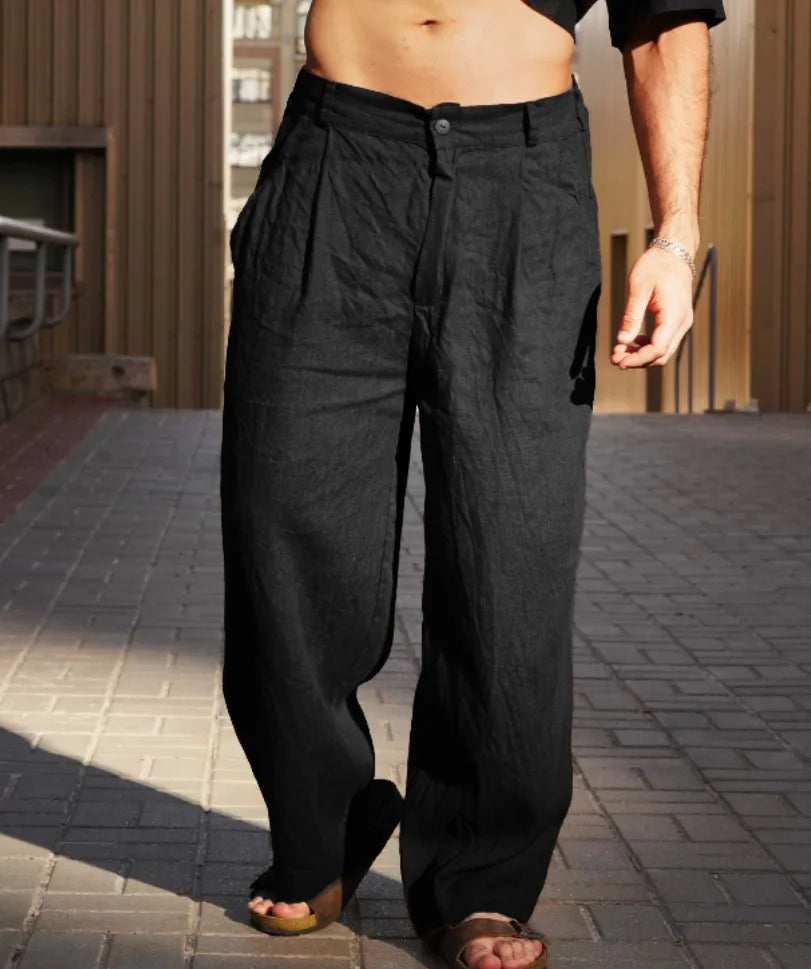 Elio - Wide Leg Linen Trousers