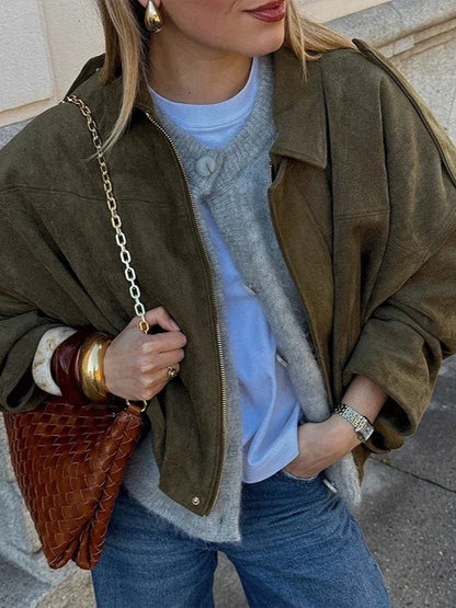 SUEDE EDGE BOMBER JACKET