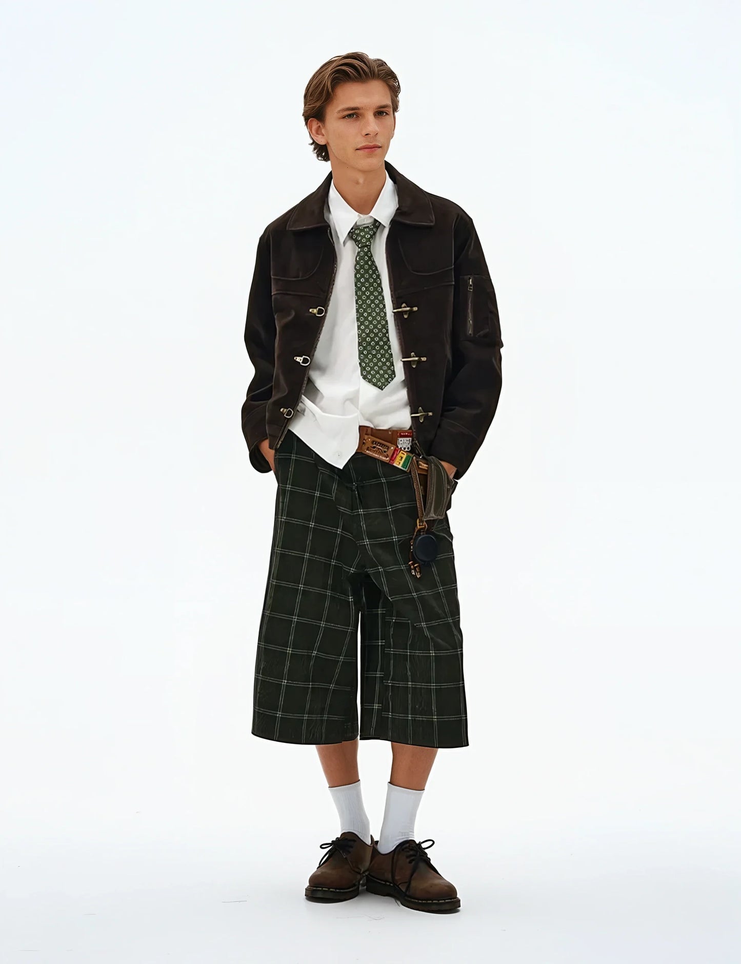 SUEDE PANELLED FIREMAN BUCKLE ZIP UP