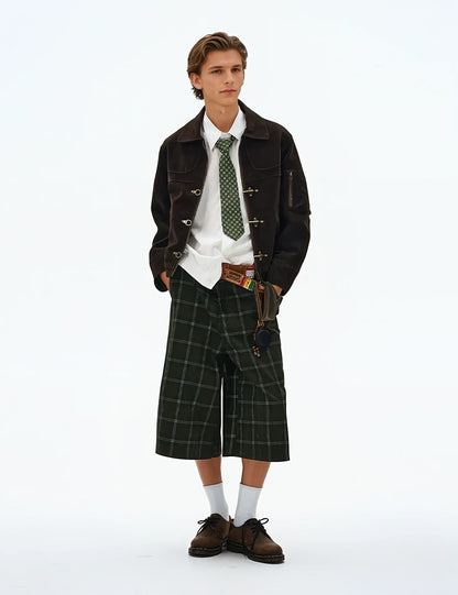 SUEDE PANELLED FIREMAN BUCKLE ZIP UP